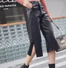 Women's Pants Retro High Waist Women PU Leather Shorts Motorcycle Faux-leather Loose Army Green Autumn Winter 2023 Street Wear