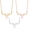 Pendentif Colliers Elk Deer Antlers Collier En Acier Inoxydable 3 Couleurs Clavicule Chaîne Pour Cadeaux De Noël Femmes