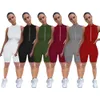 2023 Designer Summer Rompers Dam Jumpsuits ärmlösa Casual Solid Dragkedja Bodycon Playsuits One Piece Outfits Overaller Bulk Grossist Kläder 9376