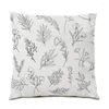 Kudde Vacker blommor Kudde Dekorativ polyester Linen Sketch Velvet Soft Ornamental Living Room Cover Vintage E0718