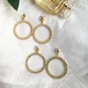 Orecchini pendenti 2023 Vintage Pearl Twist Big Circle Set per le donne Moda geometrica imitazione gioielli in cristallo