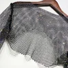 Leqoel Small Shawl TShirt for Women Sexy Fashion Net Drill Is Prevented Bask In Shawls Hollow Out Mesh Party Shirt 230301