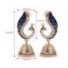 Dangle Earrings Chandelier Retro Bollywood Kundan Peacock Jhumka Jhumkiドロップジプシージュエリーダングルダングル角