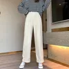 Women's Pants Spring Thin Corduroy Women Loose High Waist Wide Leg Casual Straight Cut Out Trousers Female