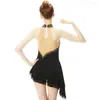 Stage Use Black Patination Dress Skate Ice Spandex para a menina feminina