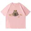 Camisetas masculinas engraçadas e fofas com capivaras camisetas com desenhos de anime animal camisetas masculinas femininas de algodão casuais camisetas oversized streetwear