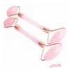 Massaggiatore facciale Quarzo rosa naturale Mas Crystal Stone Body Jade Masr Derma Roller Cura della pelle Strumento di bellezza Drop Delivery Salute Dhzdg