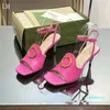 Designer de luxe femmes entrelacées G T-Strap arrière pantoufle cuivre bride à la cheville sandales talons 01 87