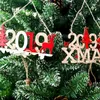 Weihnachtsdekorationen, 1 Stück, dekorative Holzornamente, Baumdekoration, Jahr 2023, Weihnachten, Buchstabenmuster, hohles Holzornament