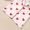 Kläder sätter fokusnorm 1-7y valentiner dagar barn flickor kläder 2 st hjärta tryckt enstaka bröst långärmad skjortor byxor hemkläder