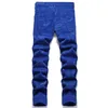 Jeans pour hommes Été Bleu Jeans pour hommes Impression numérique Slim Stretch Mid-Waist Slacks Hip Hop Streetwear 230302