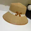 Brown Letter Combination Design Cap Lady Small Elegant Basin Caps Women Street Generous Straw Hats with Ribbon