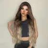 Syntetiska peruker Easihair Brown Ombre Syntetiska hår peruker för kvinnor Super Long Body Wavy Middle Part Värmebeständig Natural Wig Cosplay 230227