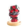 Fleur éternelle fleur séchée bouquet de roses couvercle en verre boîte-cadeau cadeau d'anniversaire de petite amie de la fête des femmes fini