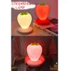 Veilleuses LED Strawberry Light Rechargeable Interface USB Lampe Outil d'éclairage Rose