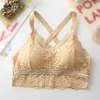 Camisoles Tanks Mulheres Brilha de seda brilhante Cruz Cross Beautiful Lace Lace Brocada Camis Brasiere acolchoado Brasiere sumata roupas íntimas macias