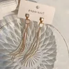 Boucles d'oreilles pendantes coloré L élégant S925 en argent Sterling tempérament longue chaîne gland forme carrée pour femme mode fête bijoux cadeau