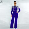 Women's Jumpsuits Rompers VAZN Lady Fashion High Street Style Jumpsuits Long Sleeve High Collar Appliques Zipper Jumpsuits Long Pants 230301