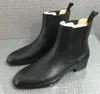 Zapatos de moda Diseñador Hombre Botines Botas de melón Piel de becerro negra Goma para hombre Botín de moda Zapatos de boda de fiesta famosos