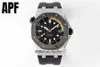 APF 1572 A4308 Automatic Mens Watch 42 Ceramic Bezel Black Dial Yellow Stick Markers Rubber Strap With Functional Quick Removal Endlinks Super Edition Puretime A1