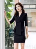 Abito a due pezzi Abito con gonna rossa 2 pezzi Set Abito da donna d'affari di moda Abito da lavoro da donna da ufficio Uniforme Colloquio Blazer sottile Top manica Hlaf 230302