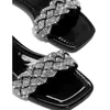 Pantofole Design di lusso Sexy strass intrecciati Flat Casual Slides Donna 2022 Summer Fashion Sandali da spiaggia dorati Scarpe da donna Y2302