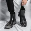 Zapatos de moda Diseñador Hombre Botines Botas de melón Piel de becerro negra Goma para hombre Botín de moda Zapatos de boda de fiesta famosos