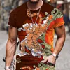 Camisetas masculinas de camisetas masculinas 2023 t-shirt tigre padrony praia o pescoço tops tops moda moda verão manga curta rua casual 3d camisetas impressas