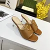 Blondie Sandals Klassische Frauen Sandalen Designer Fersen-Strassflächen Keilleder hell Leder Flats Paris Mode Summer Slipper Maultiere Größe35-43