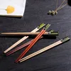 Chopsticks 5st kinesiska pinnar Cherry Träspetsade inhemska bordsartiklar Long Creative No Slip Present Box 230302