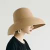 ワイドブリム帽子女性麦わら帽子夏夏の大きなブリムサンハットレトロヘップバーンホリデー折りたたみ式ビーチサンプロテクション帽子J230301