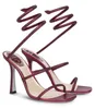 夏の豪華なブランドRene Cleo Sandals Shoes Women Crystal-Encrusted Hosted Glitter Soles Caovilla Crystals Spiral Ankle Strap Lady Party Dress Gladiator Sandalias