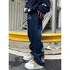 Herr jeans brevstjärna tryck y2k jeans amerikansk stil hip hop hög midja lösa lager rak dragkedja mode byxor trend 230301