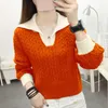 Women's Sweaters 2023 Women's Clothing Autumn Winter Polo-Neck Patchwork Color Long Sleeve Jumpers Knitted Loose Fashion All-match Chic