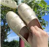 2023 Casual Shoes Women Straw Flats Fisherman Shoes Summer Woman Flat Beach Dress shoes Fashion Loafers Lace Rhinestone shoes Size EUR35-41