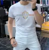 2023 camisetas masculinas verão nova rede vermelha carta t-shirt moda masculina personalidade diamante quente encaixe europeu manga curta punhos rosqueados