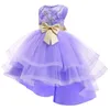 Girl's Dresses Children's Embroidered Flower Princess Dress Girls' fashion bow tail fluffy dress temperament gorgeous banquet dress W0224