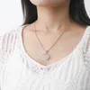 Pendanthalsband 2023 Fashion Opal Heart Necklace Crystal Castle For Woman Girls Rose Quartz smycken Tillbehör gåva