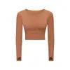 Yoga Outfits Long Sleeve Tops LU-26 Removable Chest Pad Women Fitness Shirt Gym Clothes Running Thumb Holes Sports Blouses