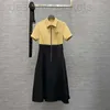 Runway Dresses Designer Milan Dress 2023 New Spring Summer Lapel Neck Short Sleeve Brand Same Style Women's ME41