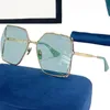 Lux Women Hollow Design نظارات شمسية UV400 Big Metal Square Frame Lightgreen Model Model Tyeglasses 65-17-140 Full Goggles Fullset