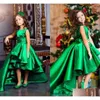 Sukienki CAR DVR DVR Dziewczyna Vintage Emerald Green High Low Girls Ruffles A Line Birthday Party Noś urocze suknie Komunii Dziecka D Dhwaf