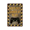 Game Zone Tin Sign Metal Signs Vintage Gamer Room Wall Decor Varning för hemhus pubklubb spelrum man grotta väggdekoration personliga tennskyltar storlek 30x20 cm w01