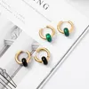 Boucles d'oreilles pendantes anneau en pierre naturelle en acier inoxydable plaqué or boucles d'oreilles ne se décolorent pas Vintage pendentif usine en gros