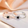 Wedding Rings Fashion Personality Black Zirkon 925 Sterling Silver For Women Girl Fine Jewelry Anniversary Gifts LR092
