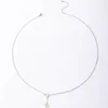 Correntes Huatang Charming Double Heart Tassel Charklace para mulheres Silver Color Hollo