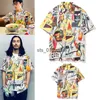 Casual overhemden voor heren WACKO MARIA volledige print Graffiti Hawaiiaans hiphop shirt met korte mouwen T230303