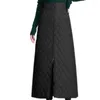 スカート冬風の綿のパッド入りのa-lineスカート女性ハイウエストウォームジッパーロング