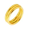 Wedding Rings Simple Style Women Men Lover Couple Ring Yellow Gold Filled Solid Smooth Band Gift 1pcs