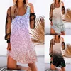 Casual jurken vrouwen elegante patchwork hollow-out jurk sexy mesh pailletten o-neck lange mouw retro feest clubkleding vestidos gewaden